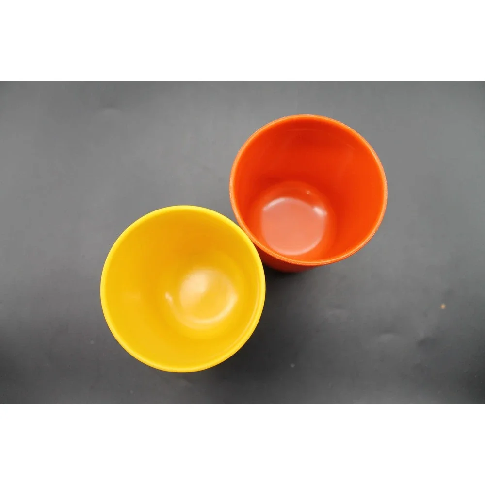 Vintage Tupperware Tumblers Set of 2 Orange Yellow Made in USA 3.5